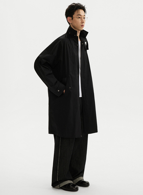 ESAT 双层领大廓形尼龙长款风衣外套