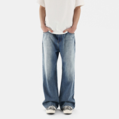 ESAT 双色基础直筒浅猫须牛仔休闲长裤