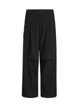 ESAT 弧形分割打褶直筒运动休闲尼龙裤