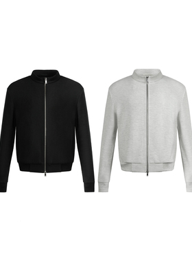 ESAT 双色精紧棉短款立领拉链开衫卫衣外套