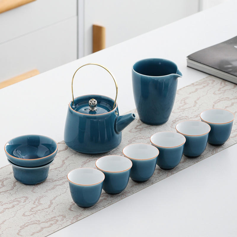 影青陶瓷盖碗茶杯套装家用泡茶器品不烫手办公室送礼伴手礼实用