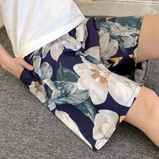 纯棉绸阿姨宽松阔腿裤 中年妇女薄款 居家睡裤 外穿百搭妈妈夏季 短裤