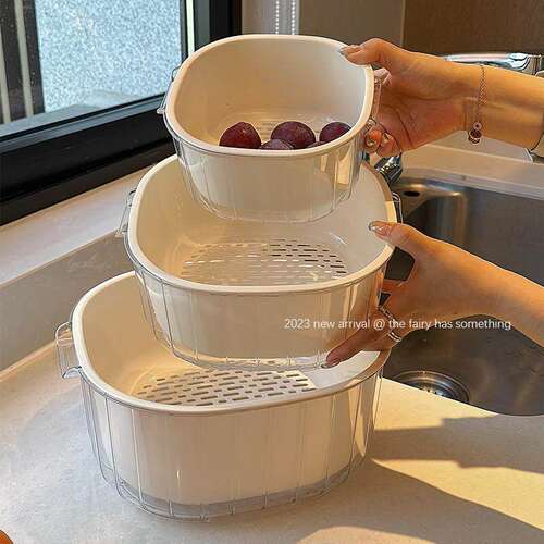 日本精工双层洗菜盆家用厨房沥水篮洗菜篮洗水果神器滤水水果盘