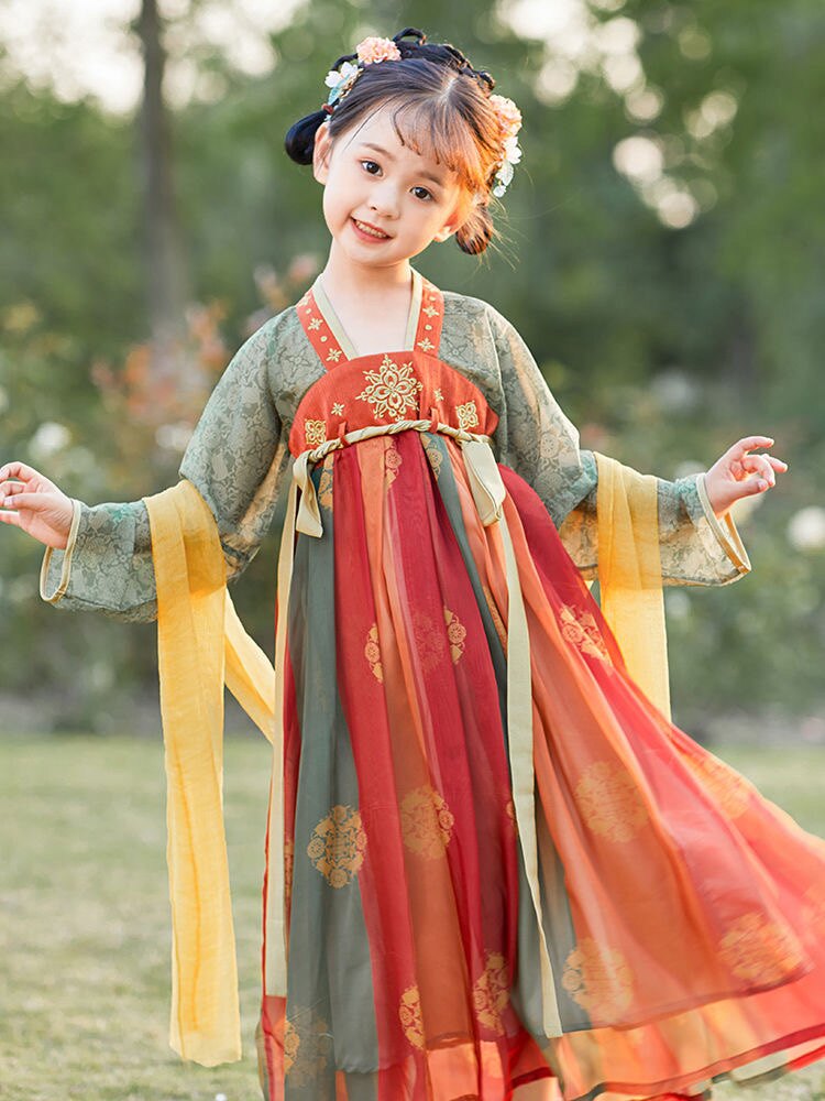 唐宫夜宴女童汉服敦煌中国风唐装2024新款演出日常显白超仙儿公主