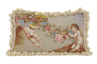 粗细针结合绒绣刺绣天使十字绣枕套纯手工羊毛抱枕套大号不含芯套