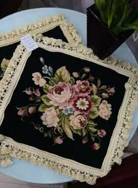 民族编织抱枕needlepoint手绣维多利亚风格卧室绒绣抱枕纯羊毛