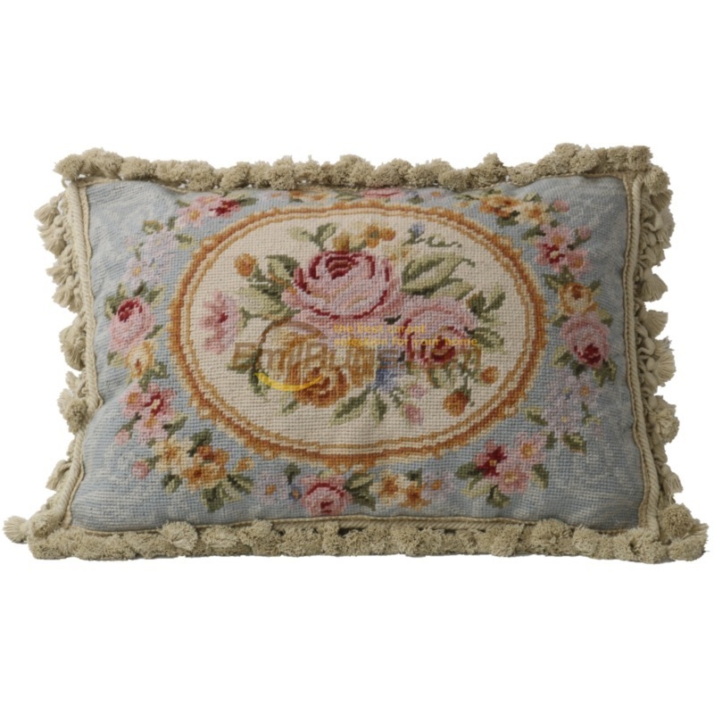 needlepoint绒绣抱枕民族编织抱枕欧式针绣手绣纯羊毛客厅纯民族