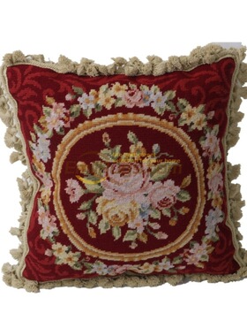 卧室绒绣抱枕民族编织抱枕加厚needlepoint巴洛克软装法式软装