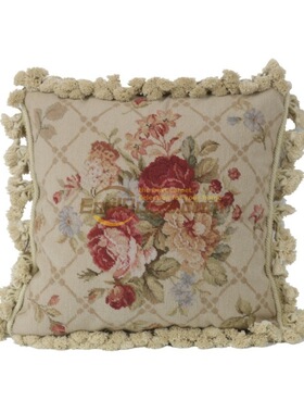 needlepoint绒绣抱枕民族编织抱枕手绣文艺复兴时期新古典主义