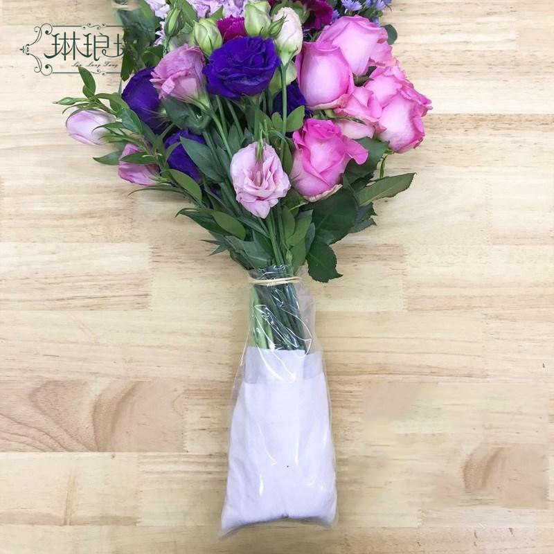 琳琅坊 新款韩国网红透明鲜花兜水袋 鲜花保鲜棉根茎花束袋100个