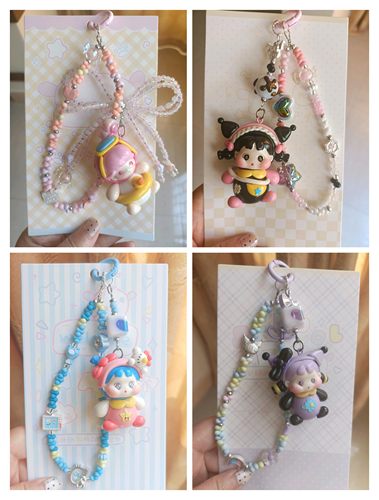 qoqo小滴溜钥匙链手机链合金玻璃珠有质感手工制作礼物