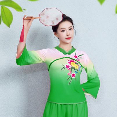特卖新款广场舞演出服中老年扇子舞鼓舞秧歌舞蹈服中国风古典舞表