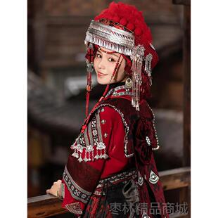 色少数族苗土家红族舞蹈演出服花瑶民新娘装 女经典 族瑶族服装 正品