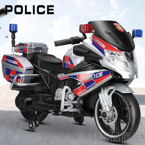正品儿童电动摩托车超玩大号警车男坐大人双人可女孩宝宝亲子两轮