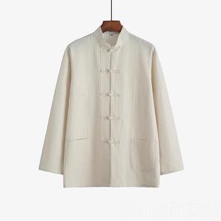 中国风民国服装 正品 衬衫 中汉服复风盘扣式 禅修居古士 纯棉粗布唐装