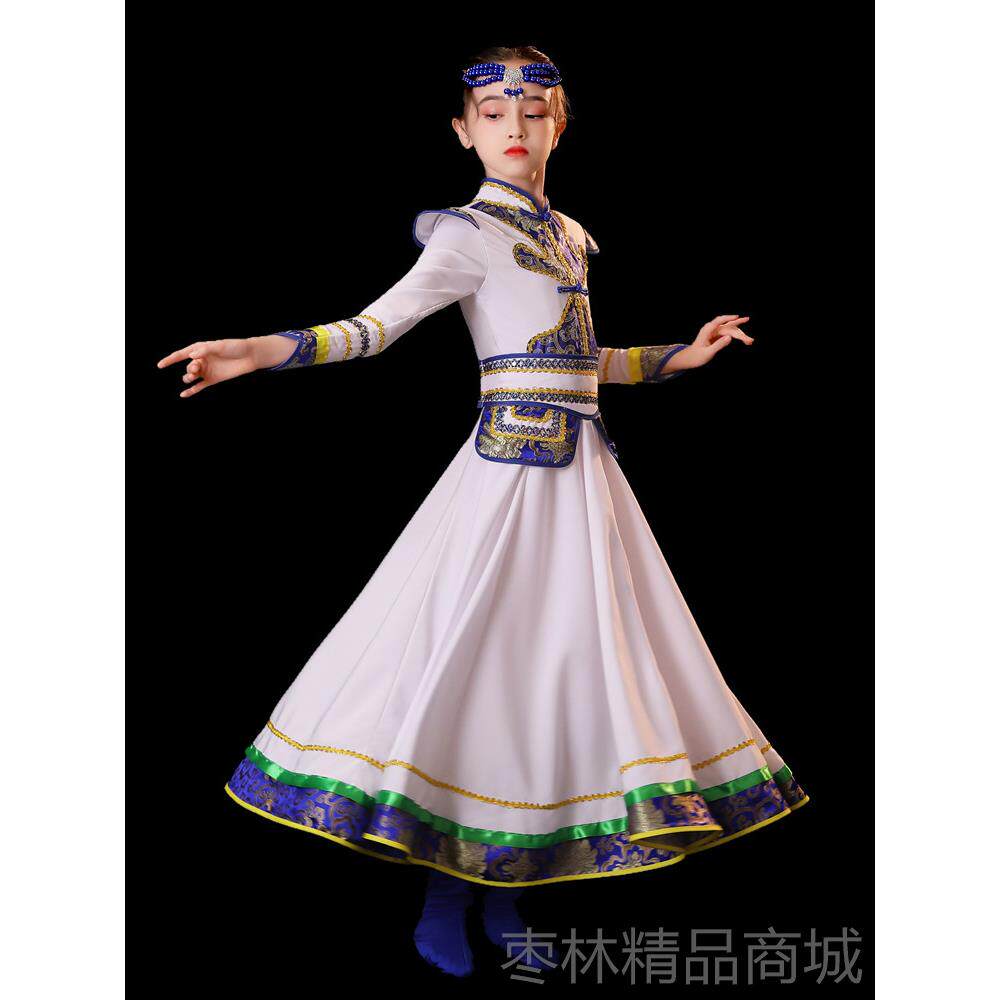 正品儿童蒙古族服舞蹈表演装马鸿雁顶出碗舞筷子舞少数白民族舞台图片