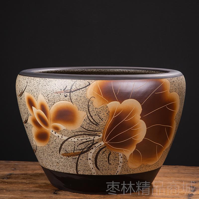 正品景镇陶瓷大缸荷花睡乌莲锦鲤庭院养金鱼龟缸树缸大种号德老式