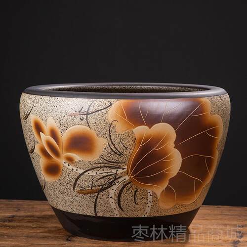 正品景镇陶瓷大缸荷花睡乌莲锦鲤庭院养金鱼龟缸树缸大种号德老式