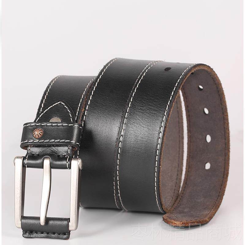 正品皮带男男潮ins牛仔整张纯牛皮男士手工复古带裤真皮针扣软皮