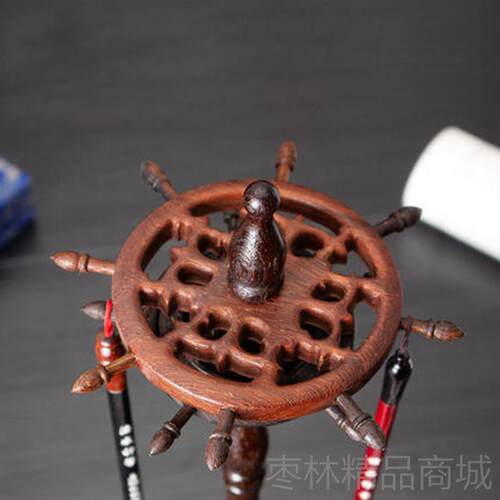 正品张小凤笔架毛笔挂鸡翅木毛笔架子书红木笔挂多功能文毛笔创意