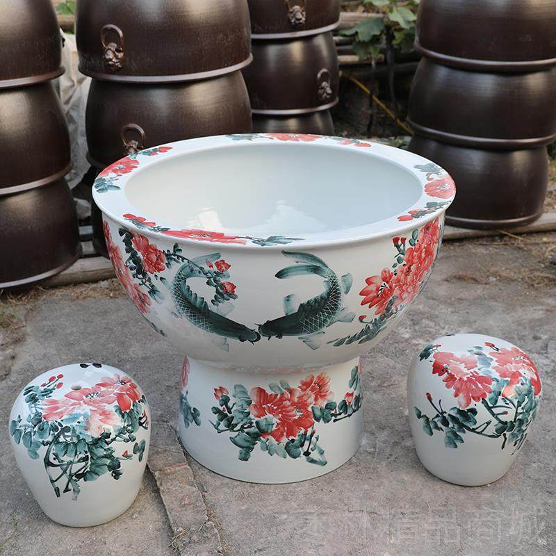 正品景德镇盆陶瓷缸落立柱式客厅特大吸鱼水石盆乌地龟缸睡莲碗莲,宠物/宠物食品及用品,底柜/落地缸,淘宝优惠券,粉丝福利购,淘宝优惠卷