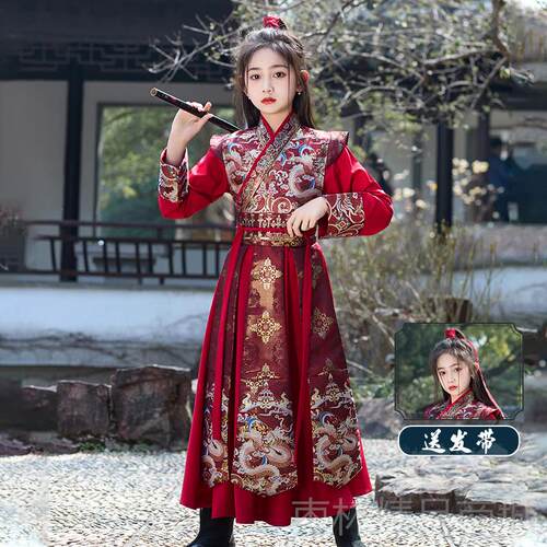 正品花木儿童服装女童汉兰服衣中国风女侠古装剑演出武侠风锦卫将