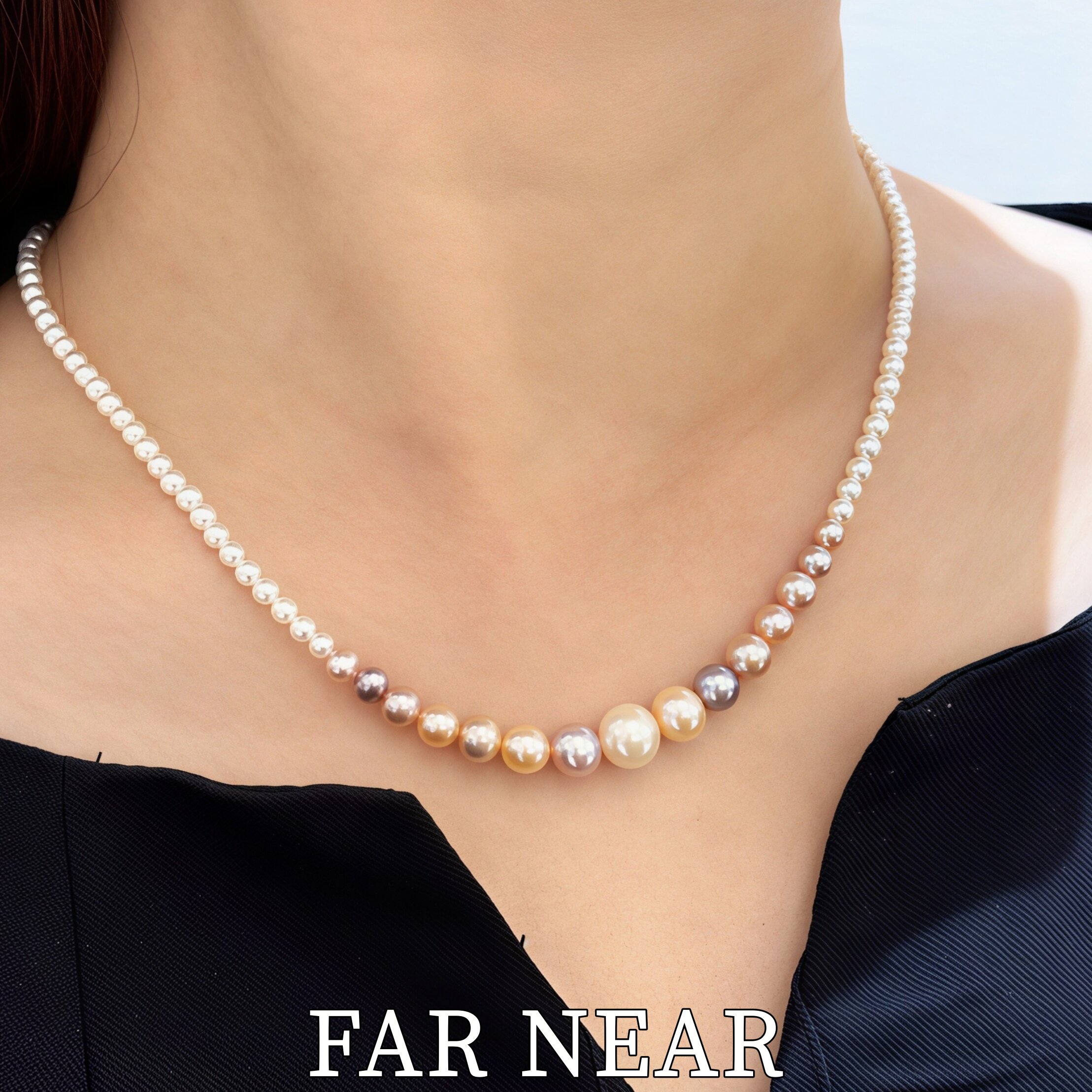 天然淡水珍珠项链FAR NEAR春日渐变糖果链混彩渐变百搭锁骨链送礼