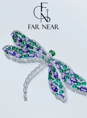 绿锆石蜻蜓胸针FAR NEAR紫竹蜻蜓高级感小众设计别针西装外套别针