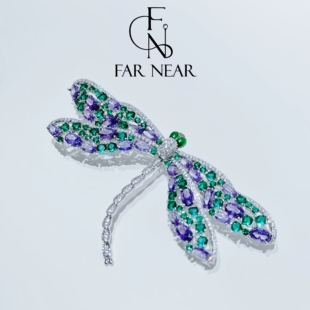 绿锆石蜻蜓胸针FAR 外套别针 NEAR紫竹蜻蜓高级感小众设计别针西装