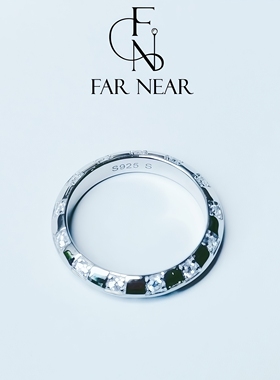 锆石飞碟戒指FAR NEAR满钻尾戒S925银小众设计高级感轻奢女款指环