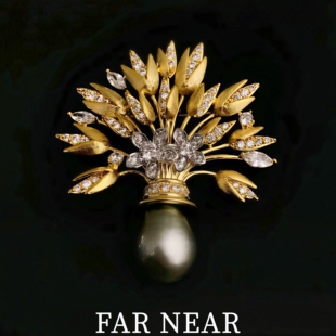 NEAR金色镶钻奢华气质优雅新年礼 大溪地珍珠胸针麦穗花朵别针FAR