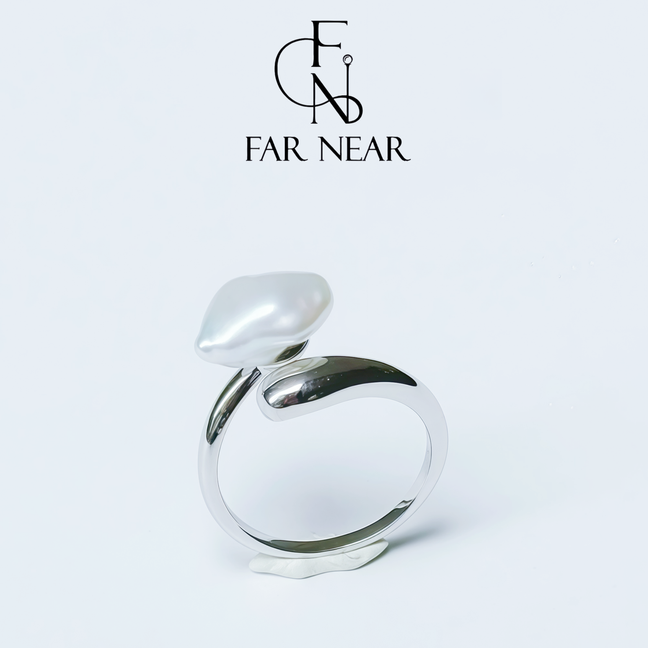 淡水珍珠开口戒巴洛克不规则银饰