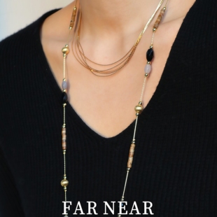 黑玛瑙项链FAR 项链 NEAR美拉德色系珍珠拼接复古金小众设计感长款