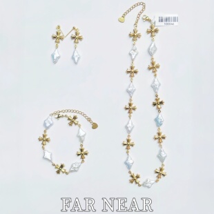 巴洛克异形珍珠项链FAR NEAR法式不规则珍珠十字链轻奢小众高级感