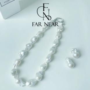 大巴洛克珍珠项链FAR NEAR天然异形极光淡水不规则轻奢小众锁骨链