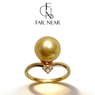 南洋金珠18K金戒指FAR NEAR海水珍珠11mm正圆无暇中金光泽高级感