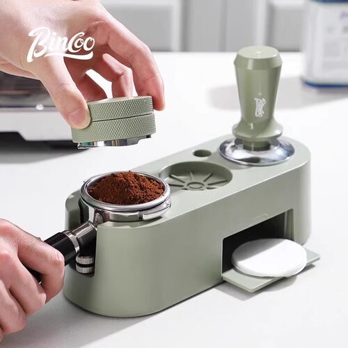 抹茶绿咖啡布粉器底座三件套