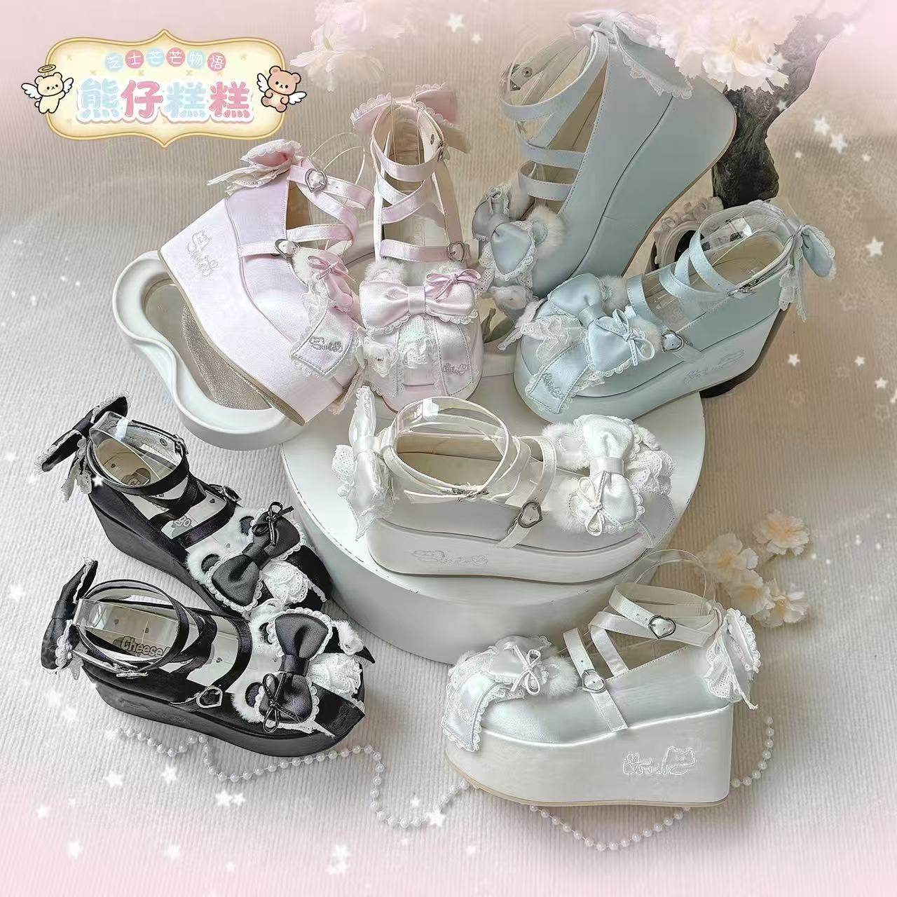 现货/熊仔糕糕 芝士芒芒物语Lolita熊耳蝴蝶结doll感厚底鞋