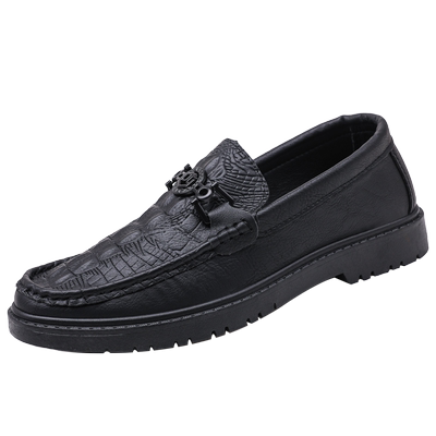 冬季新款男鞋2025英伦风黑色休闲皮鞋软皮软底豆豆鞋男防滑驾车鞋