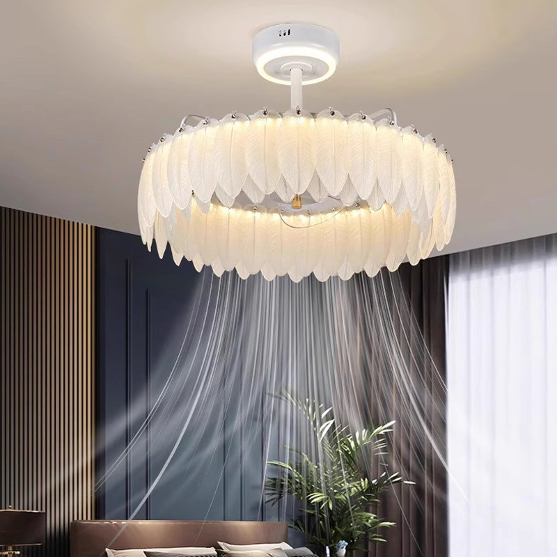 隐形风扇灯意式轻奢现代吊扇灯家用护眼防蓝光主卧室客厅餐厅灯具