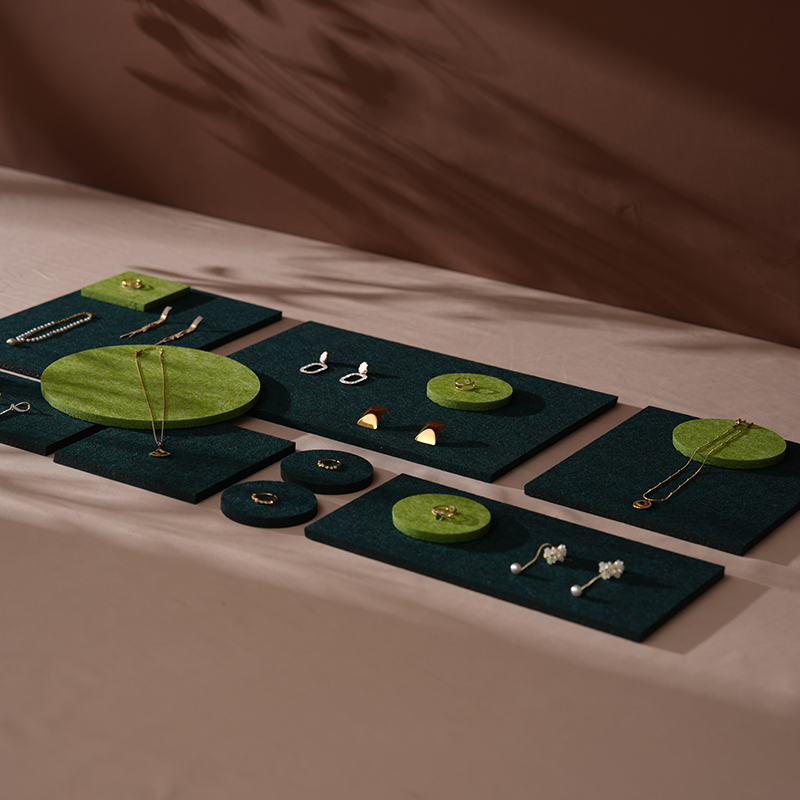 首饰展示架绿色毛毡垫耳环手链珠宝饰品店铺收纳陈列摄影拍照道具