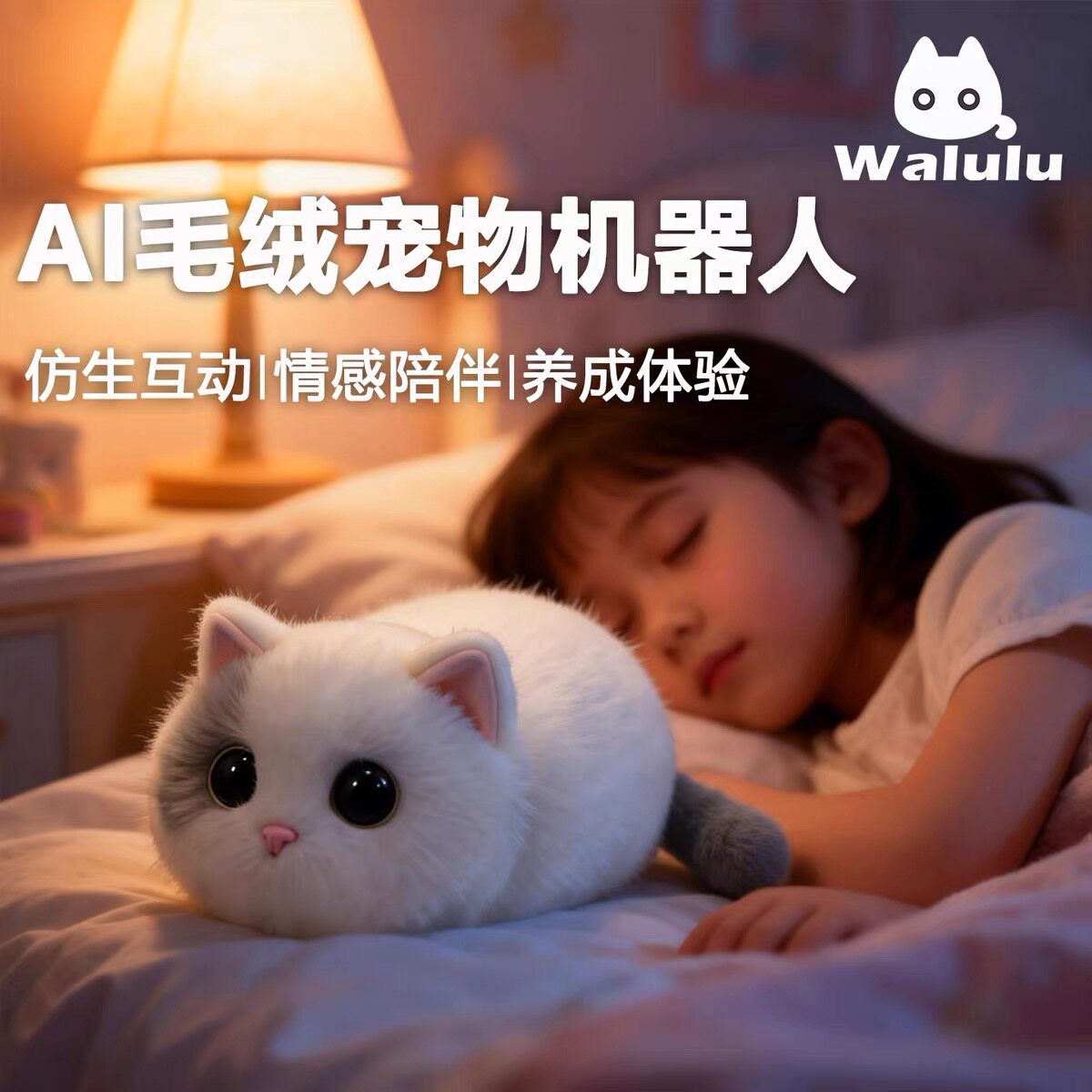 Walulu智能AI情感陪伴仿生机器人儿童小猫咪毛绒玩具语音对话礼物