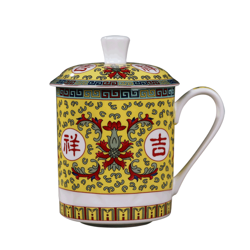 办公室茶杯景德镇骨瓷青花中式