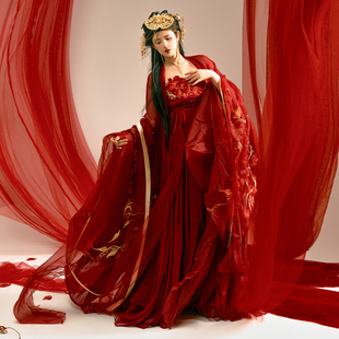 春夏款 仙楚姬原创汉服女 衫 唐制诃子裙重工刺绣双层大袖 长相思