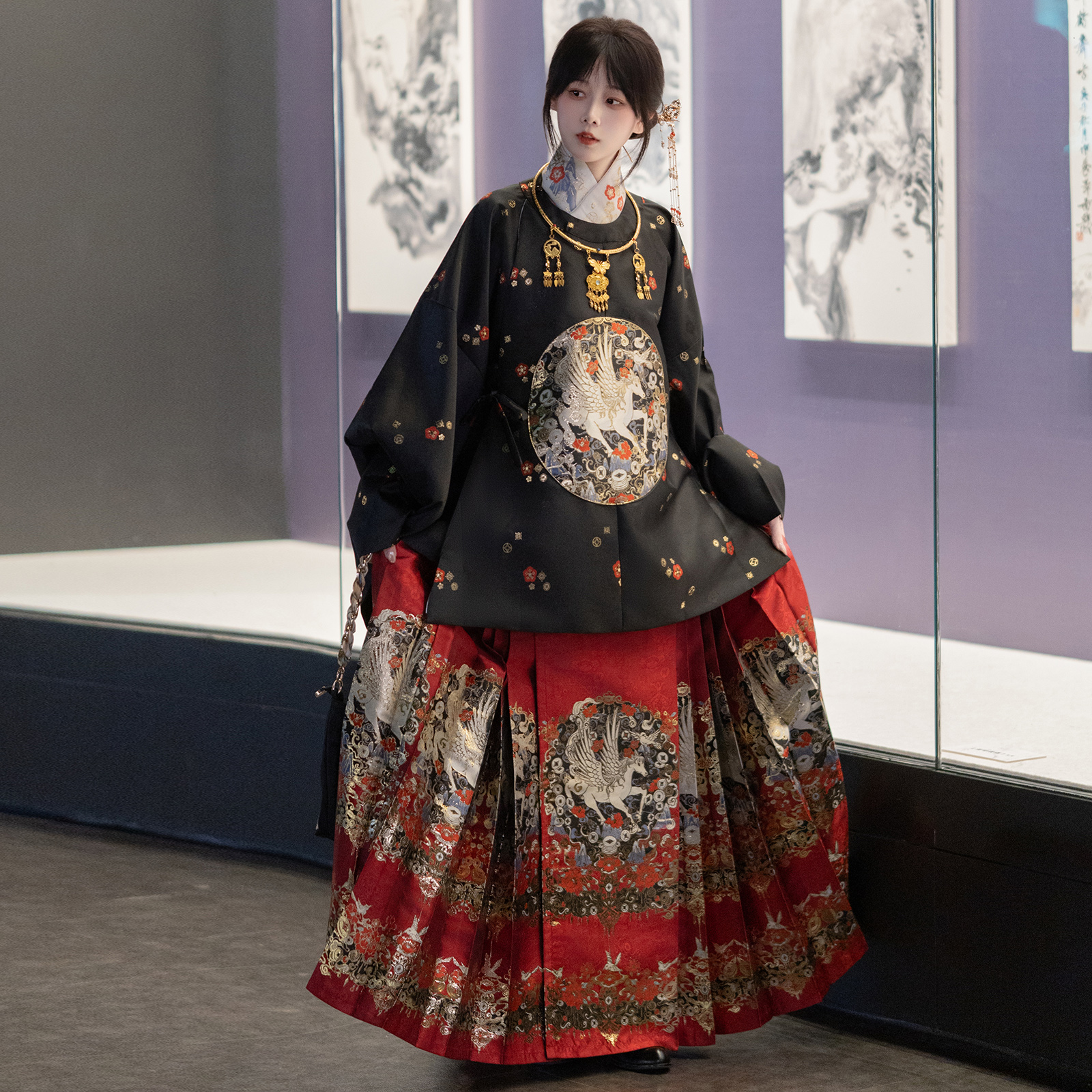 仙楚姬【马上有钱】原创汉服女明制圆领袍马面裙古风日常秋冬新款