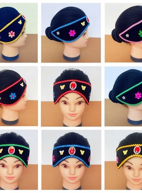 新款 黑色头套媒婆秧歌头饰老太太假发民间演出道具老婆婆帽子