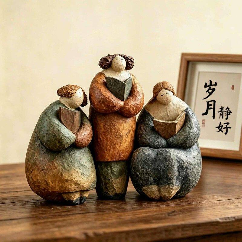 中古风摆件高级感小众艺术抽象创意玄关客厅复古装饰品书架电视柜