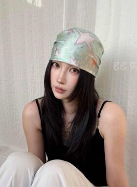 星芒闪耀-2026美式复古装饰领巾新款蓝黄星星丝巾Y2K辣妹风方巾厂