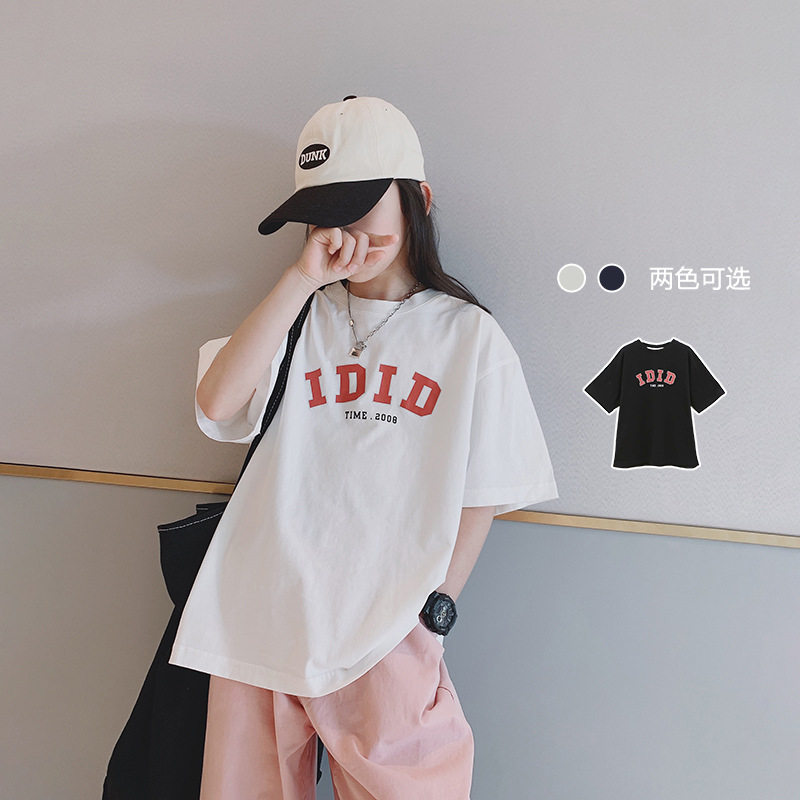 女童夏装短袖t恤宽松卡通打底衫