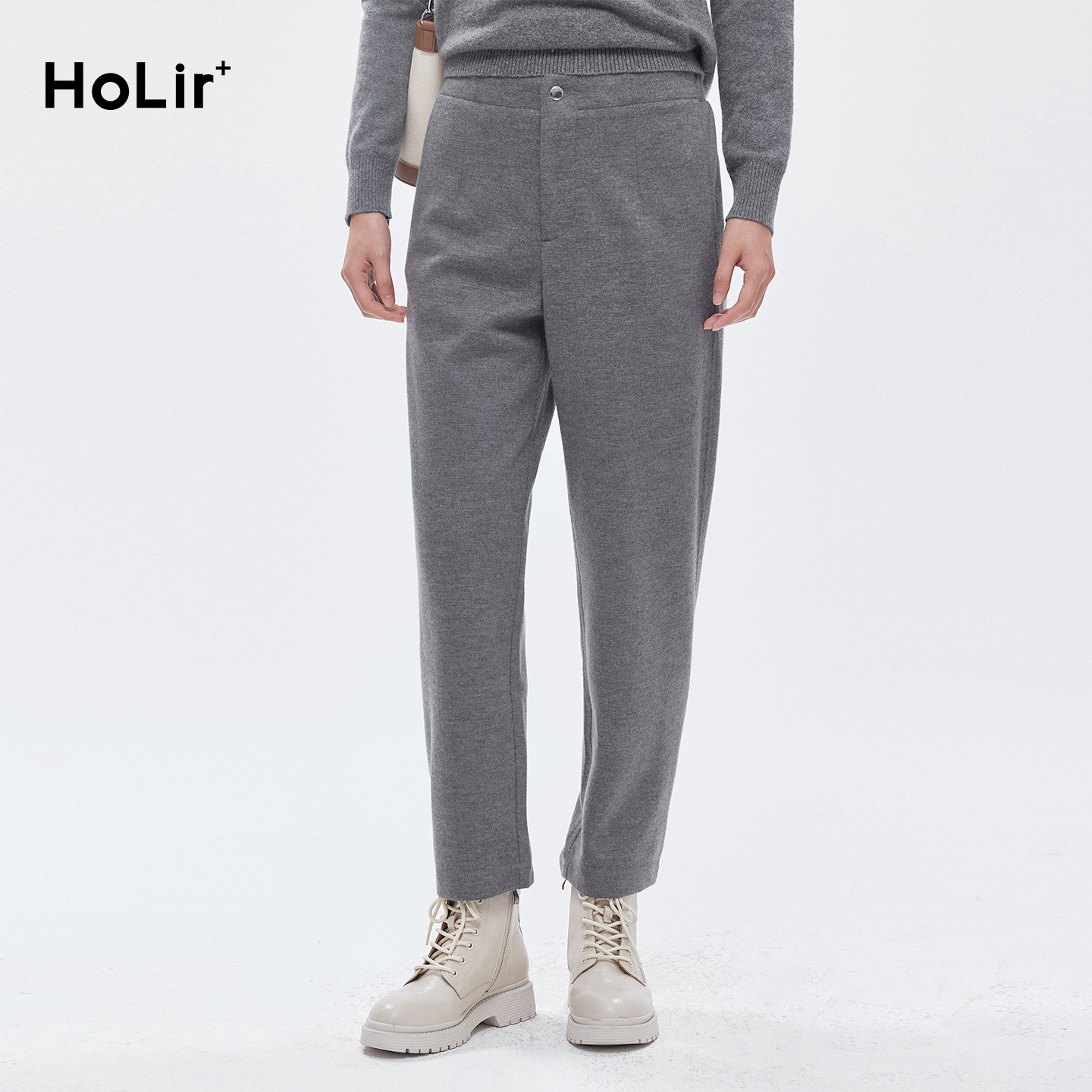 洪陵可水洗纯山羊绒九分裤